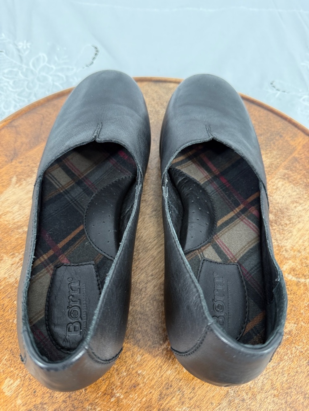 Born Shoes Wm 9M Sebra Black Leather Slip On Loafer Flat Comfort Flexible - Picture 6 of 12